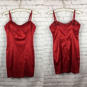 Red Satin Bustier Mini Dress